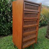 Wood and rattan chest of drawers