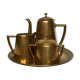 Art Deco German Brass Coffee Set from Hogri, 4 Pieces