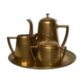 Art Deco German Brass Coffee Set from Hogri, 4 Pieces