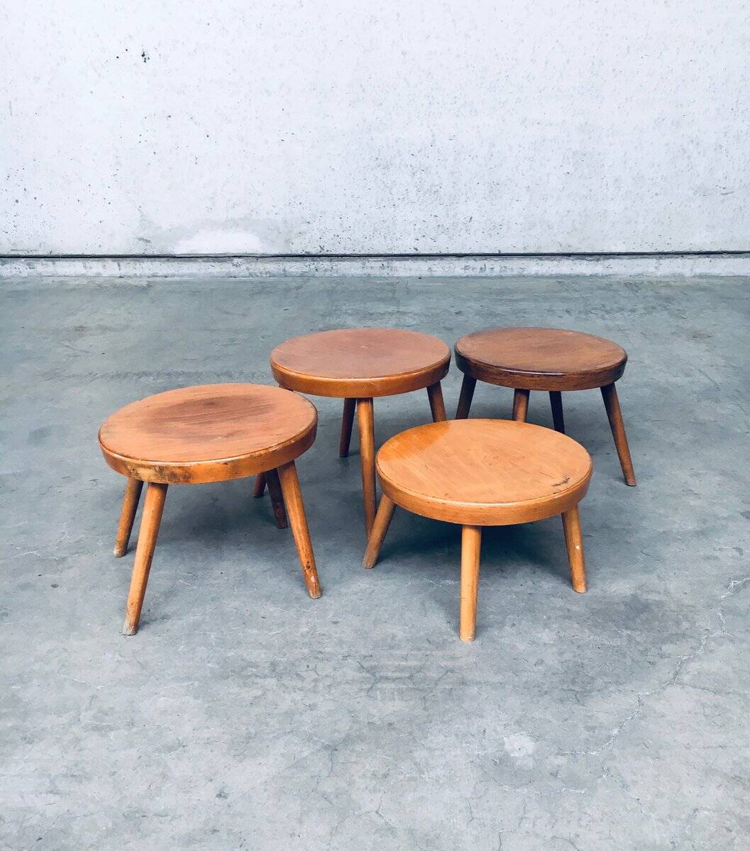 Mid-Century Low Side Table Set, Belgium, 1950s, Set of 4