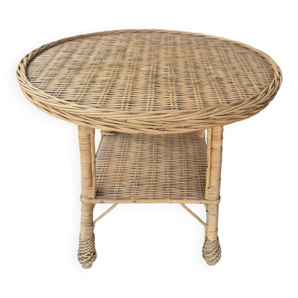 Table basse osier rotin vintage