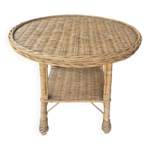 Table basse osier rotin vintage