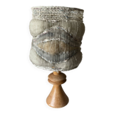 Turned wood table lamp