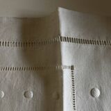 Pair of linen pillowcases with openwork and polka dots without monogram