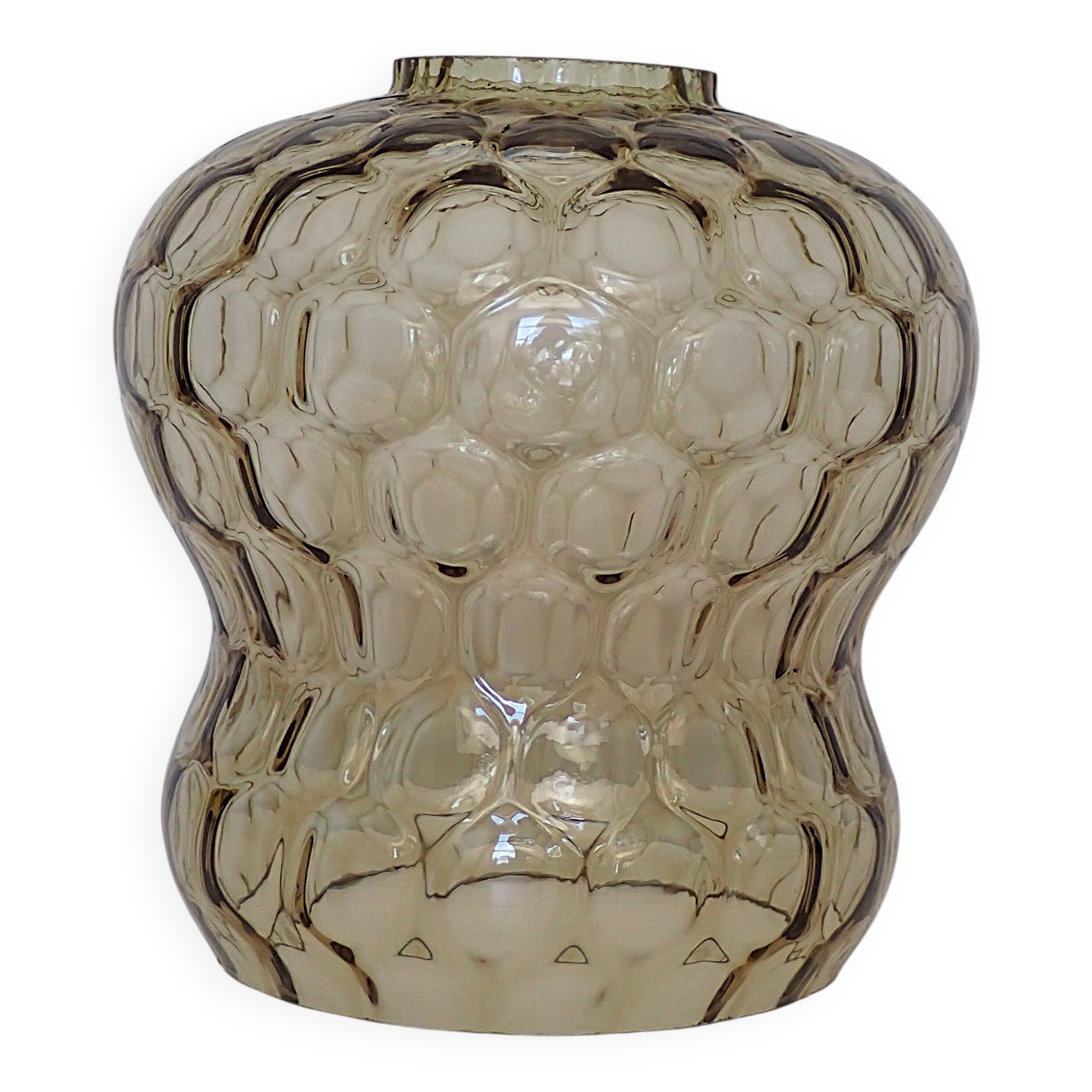 Amber glass globe for lighting - honeycomb relief