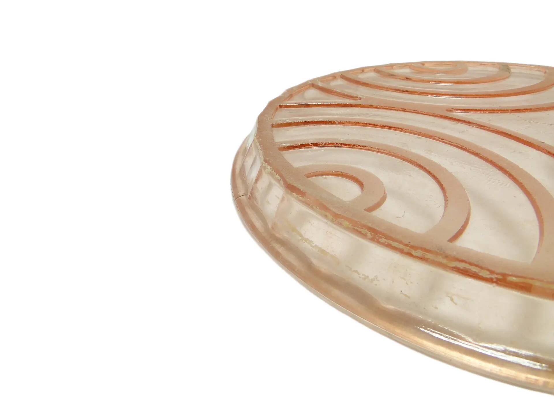Mid-century modern decorative plate, pink glass, Poland, 1950s.