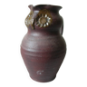 Ancien pichet broc chouette hibou en terre cuite poterie signée déco ferme rétro