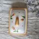 Vintage butter dish in earthenware and slip with tulip motif