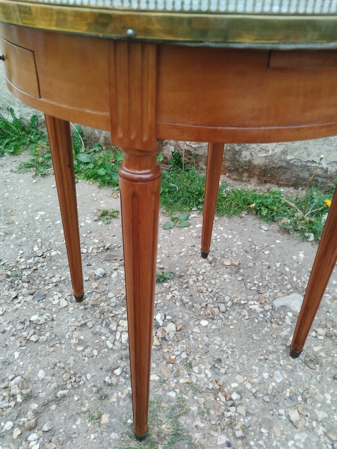 Antique bouillotte table with marble top, Louis XVI style