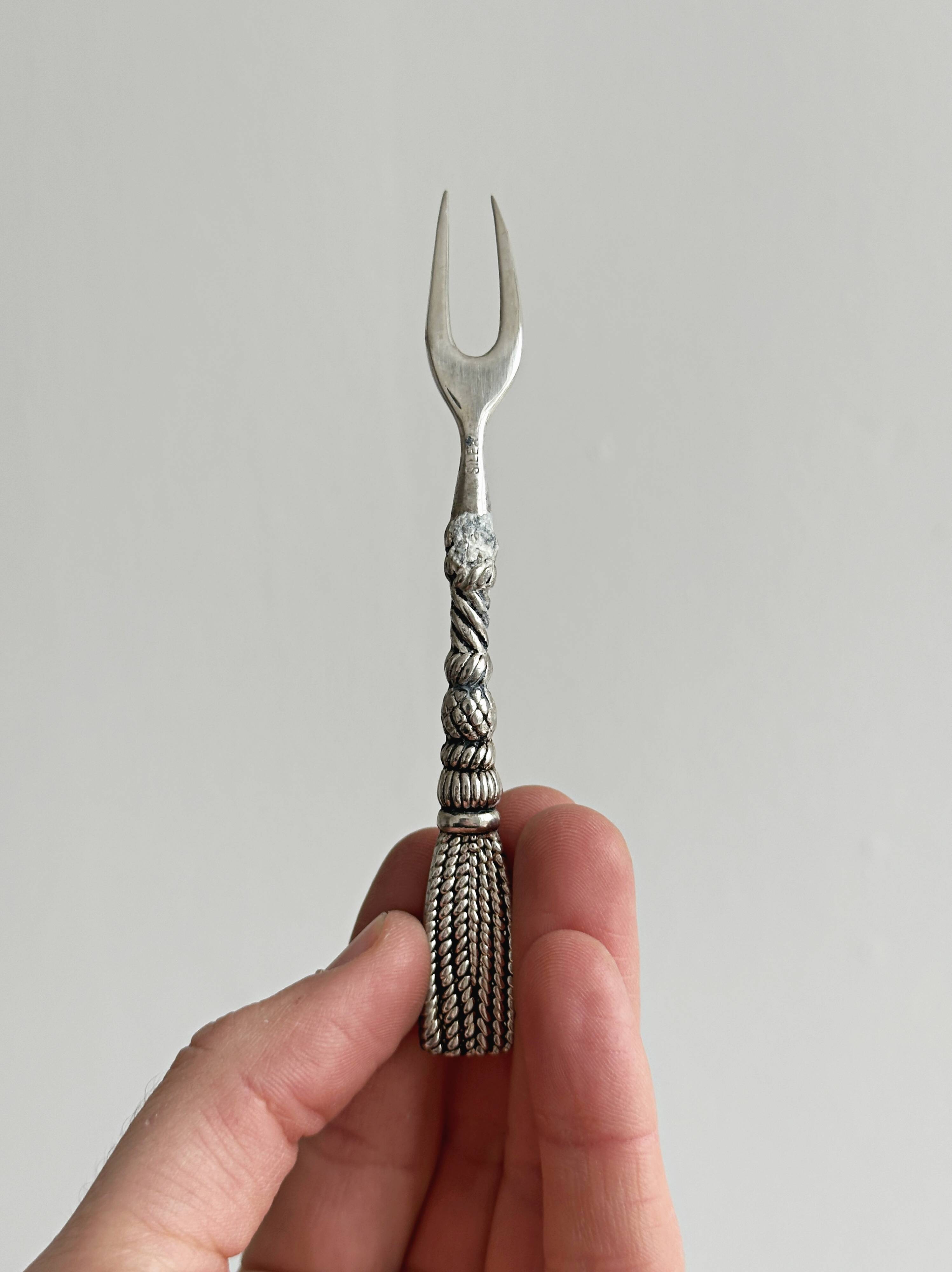Set of 6 antique metal snail forks