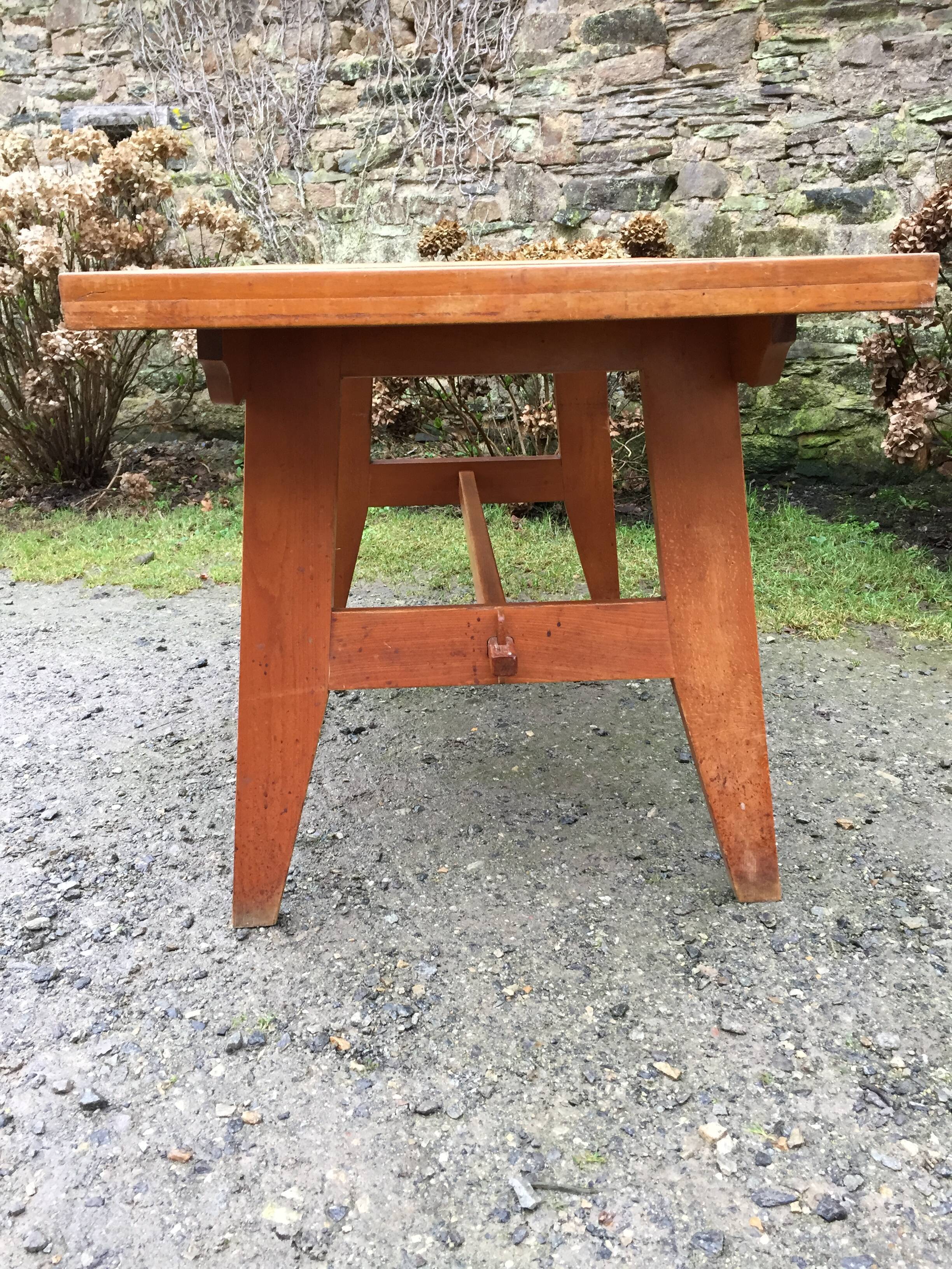 Vintage table René Gabriel in beech period reconstruction