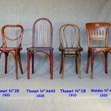 Set of 4 Thonet and Mundus Bistrot chairs 1910 to 1930