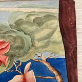 Watercolor with vintage bouquet