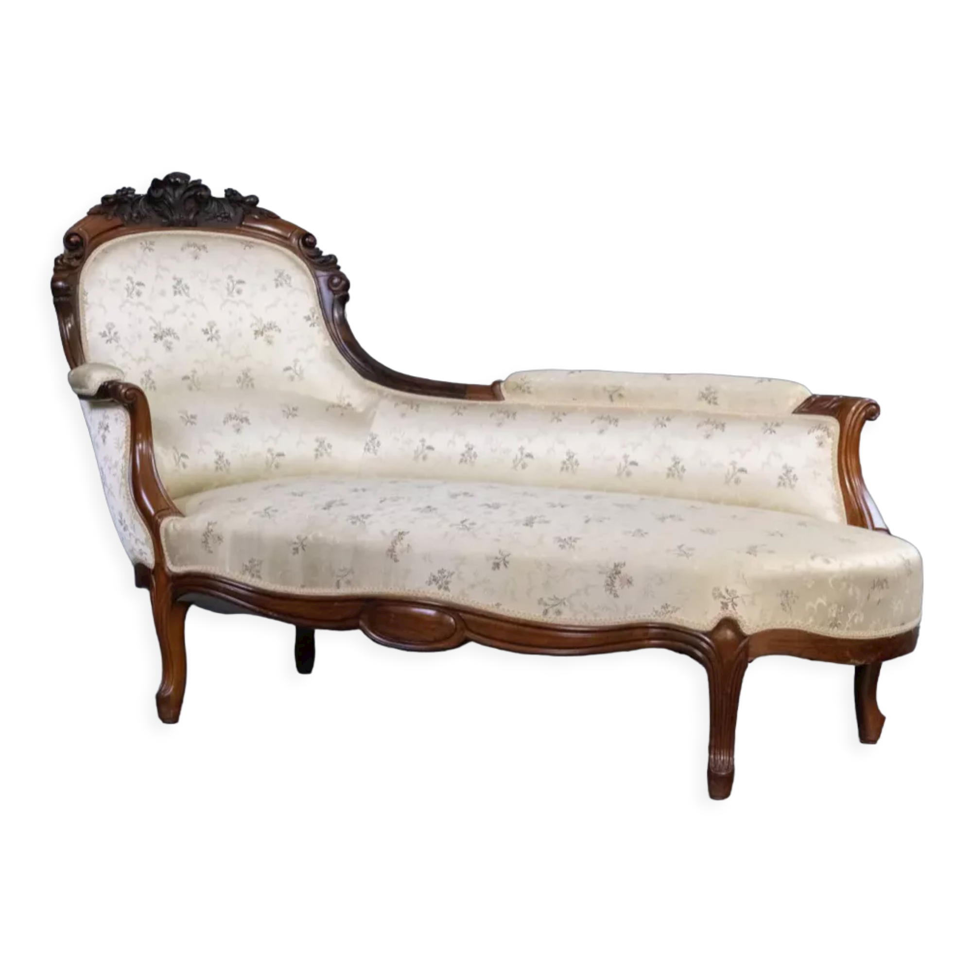 Louis XV meridian in walnut and silk