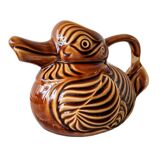 Brown duck slip pitcher from Sarreguemines, France, 1970s