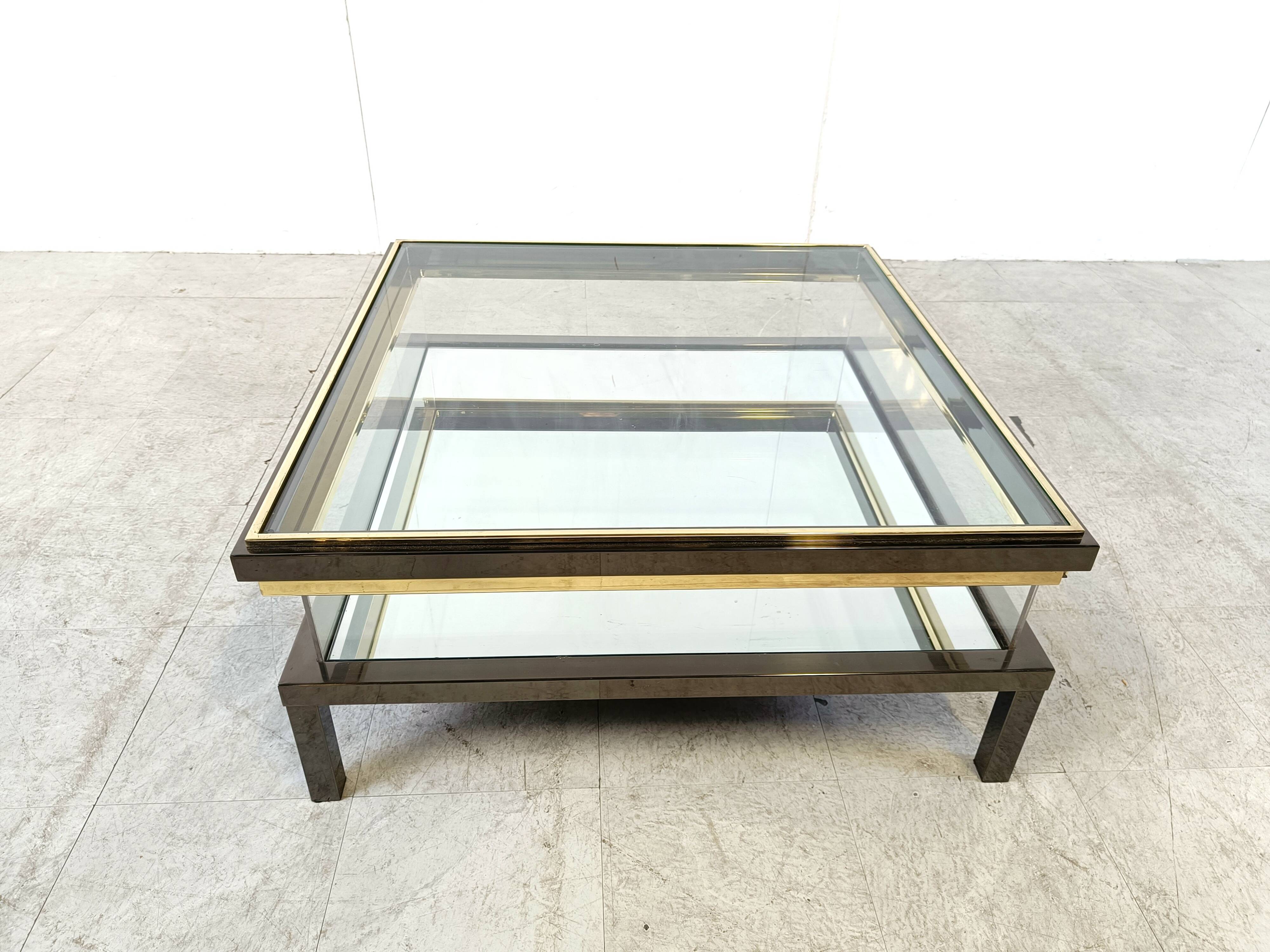 Vintage sliding glass coffee table, 1970s
