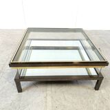 Table basse vintage coulissante en verre, 1970