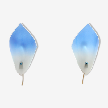 Blue Glass Handkerchief Wall Sconces, 1950S, Set Of Two.