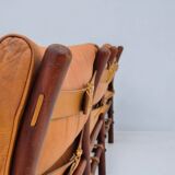 1960s, Scandinavian design by Arne Norell, sofa, model "Kontiki", original condition, leather, beech.