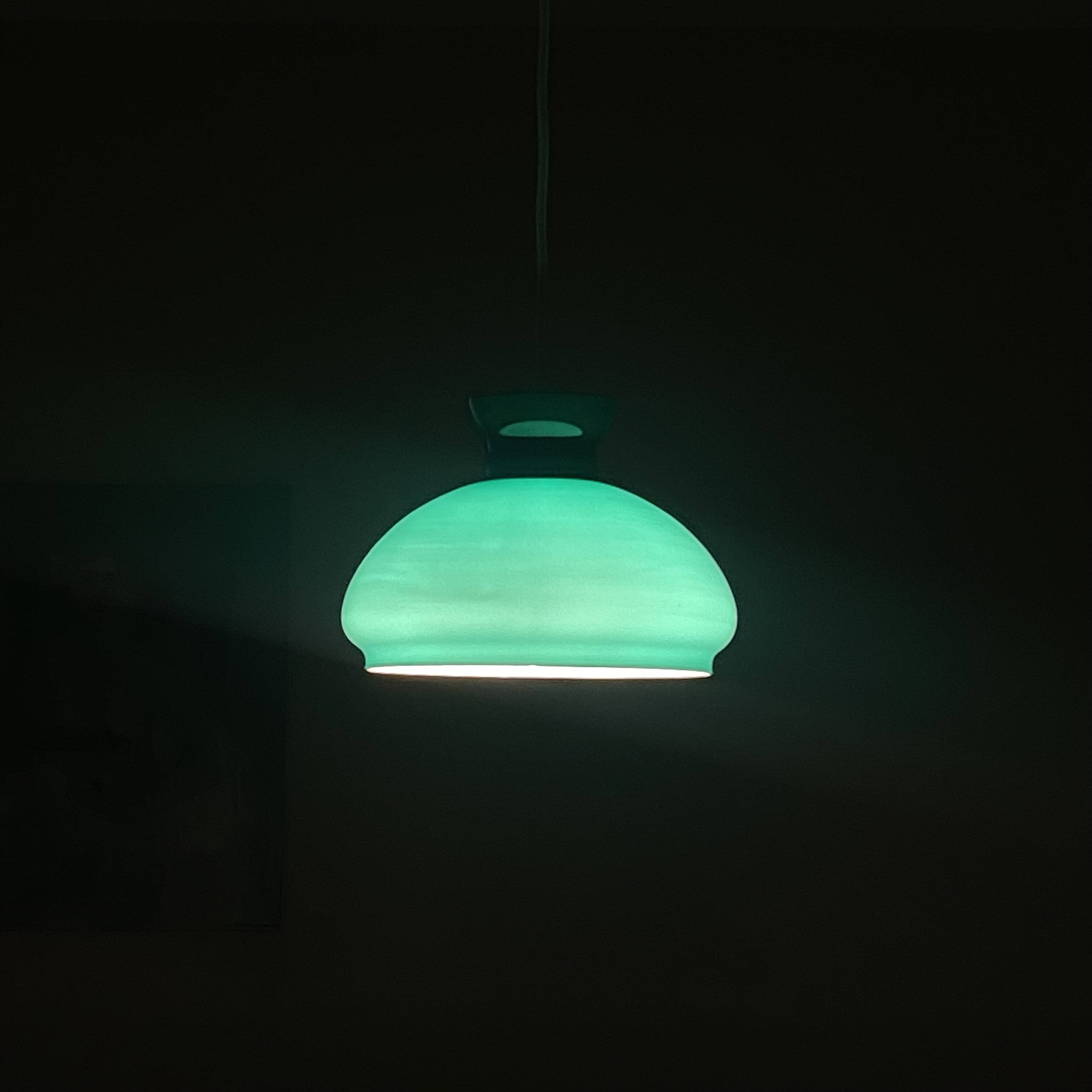 Dark green opaline glass pendant light