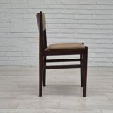1970s, set of 5 Danish dinning chairs, original condition, teak wood, leather.