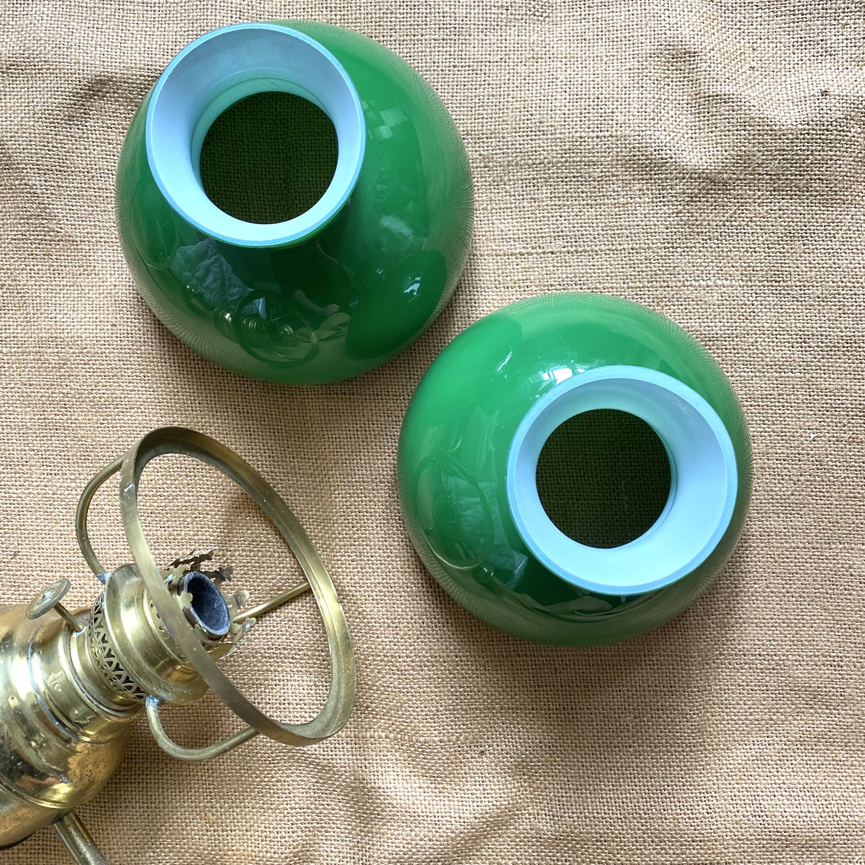 Pair of opaline and brass wall lights