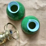 Pair of opaline and brass wall lights