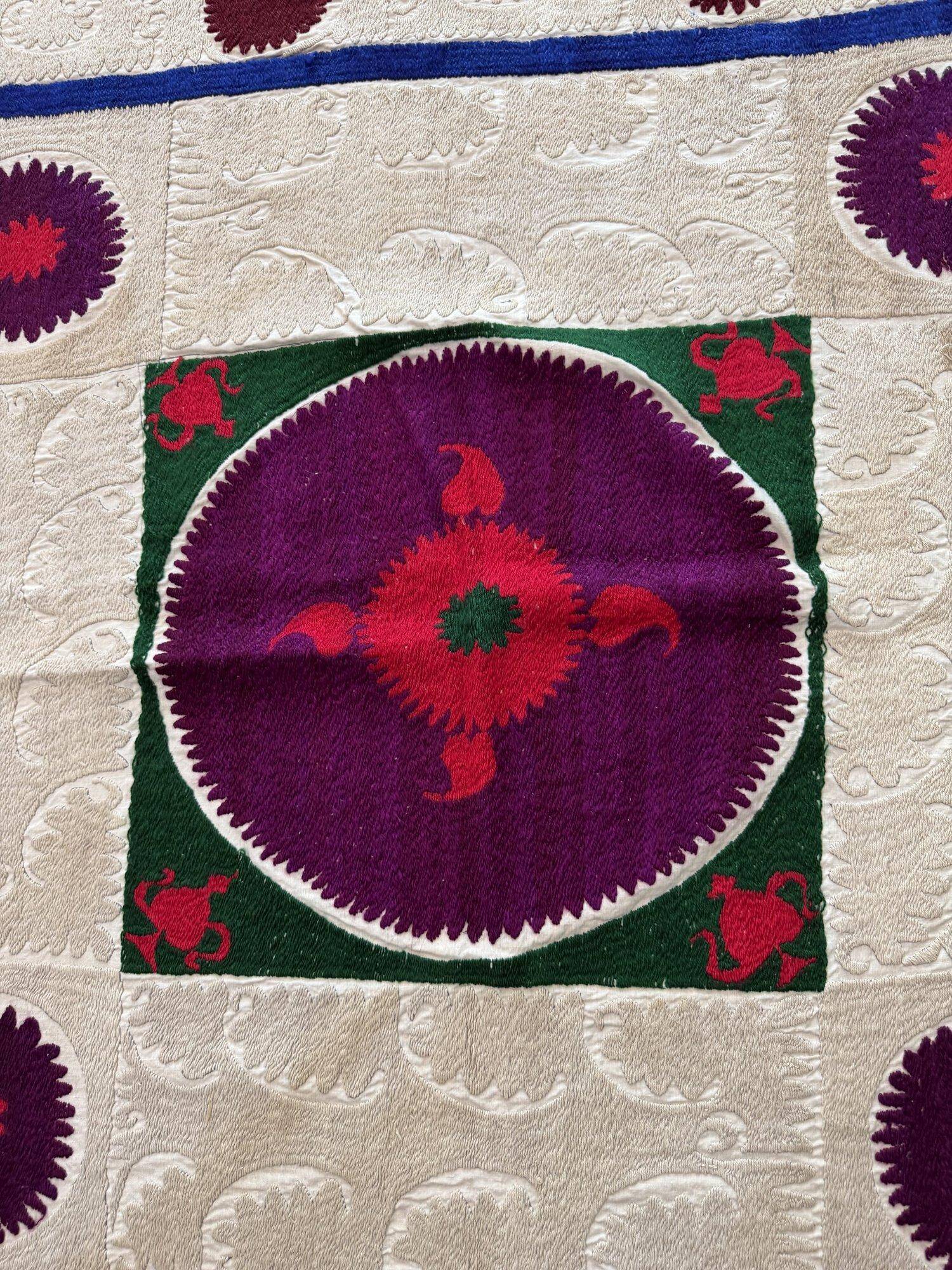 Vintage hand-embroidered tablecloth 129x132 cm