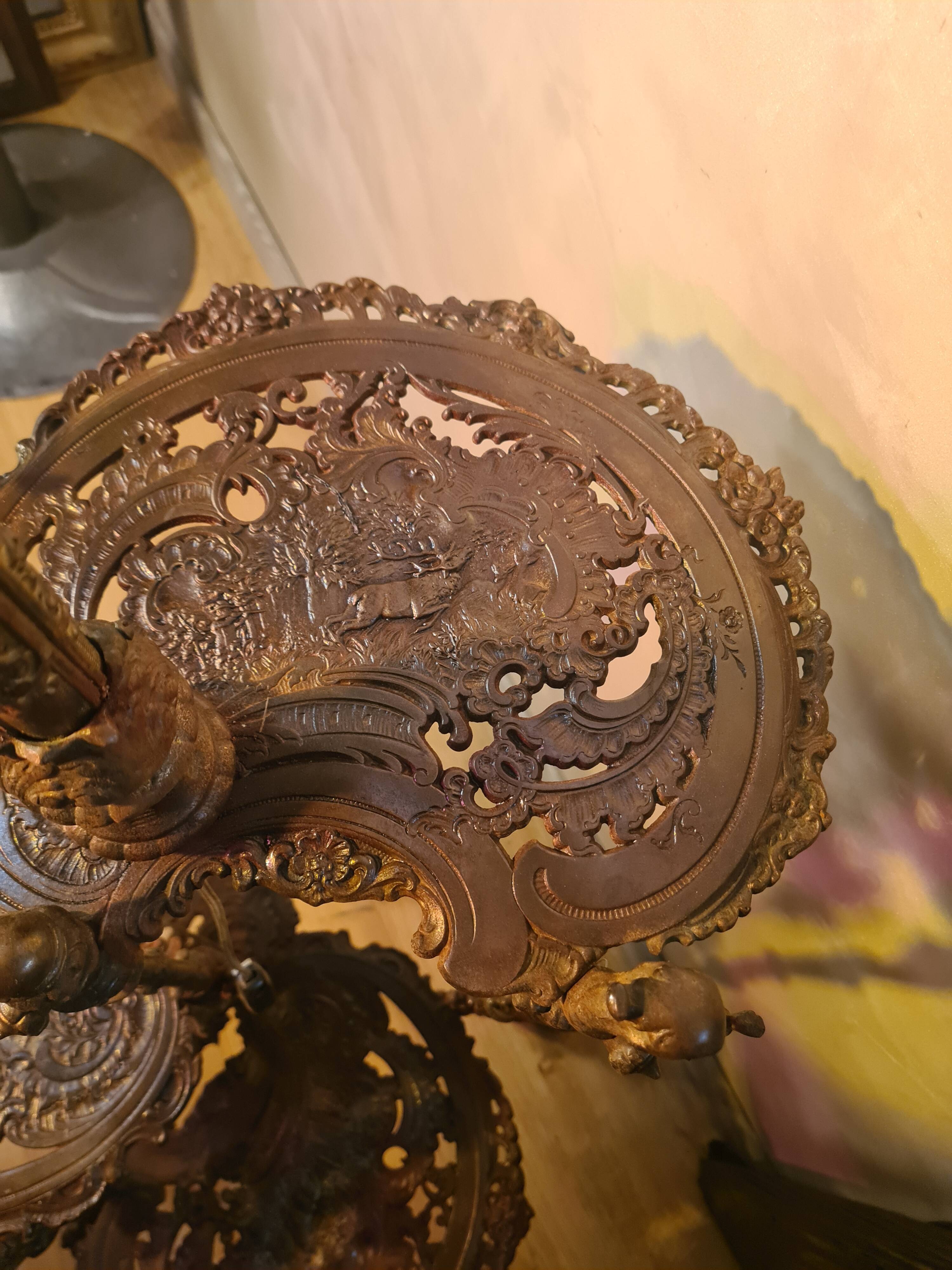 cast iron street lamp ornate side table with 3-tier support Hollywood