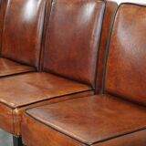 Luxury set of 4 comfortable dining chairs made of sheepskin leather