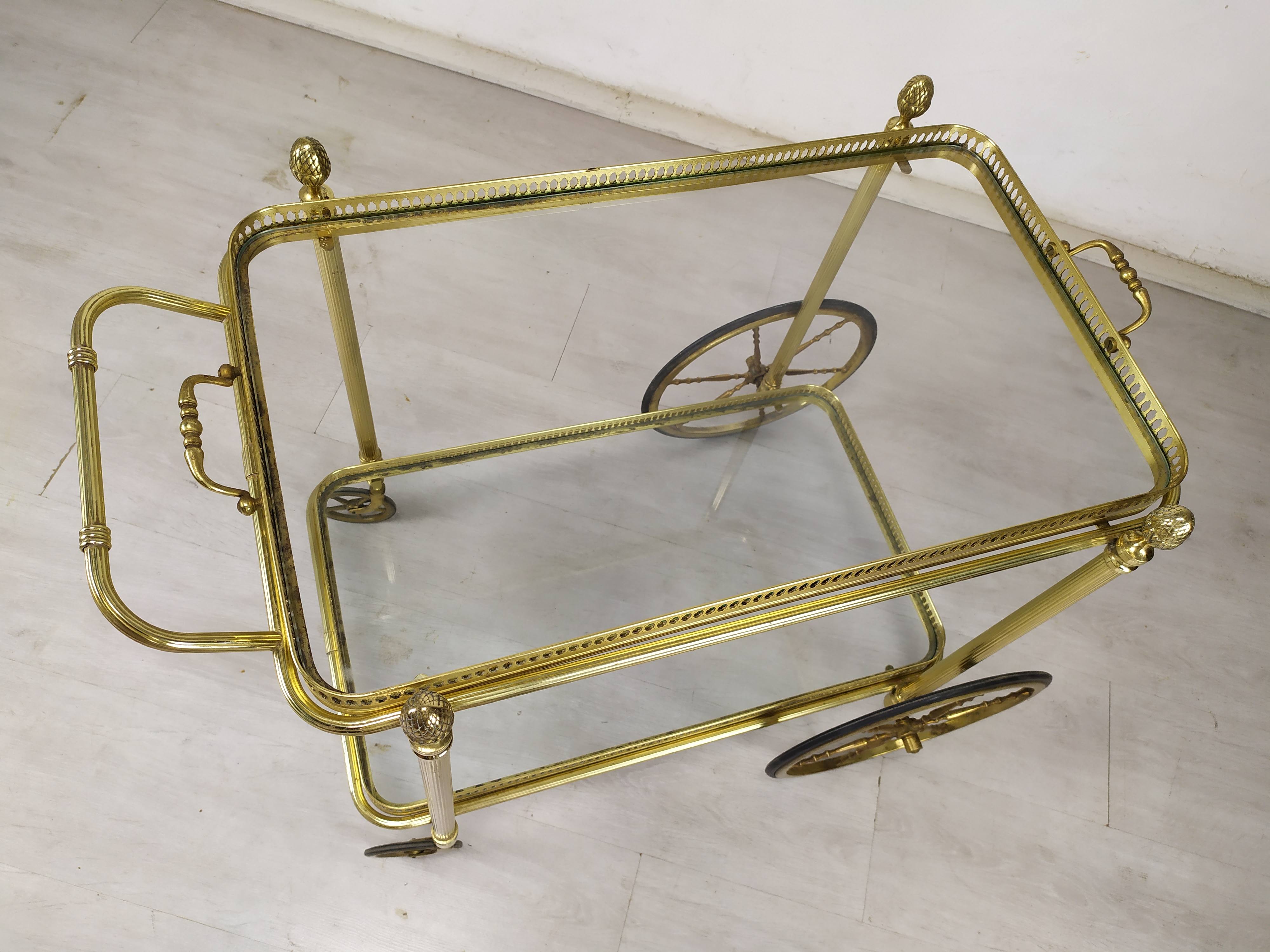 Vintage brass bar trolley service