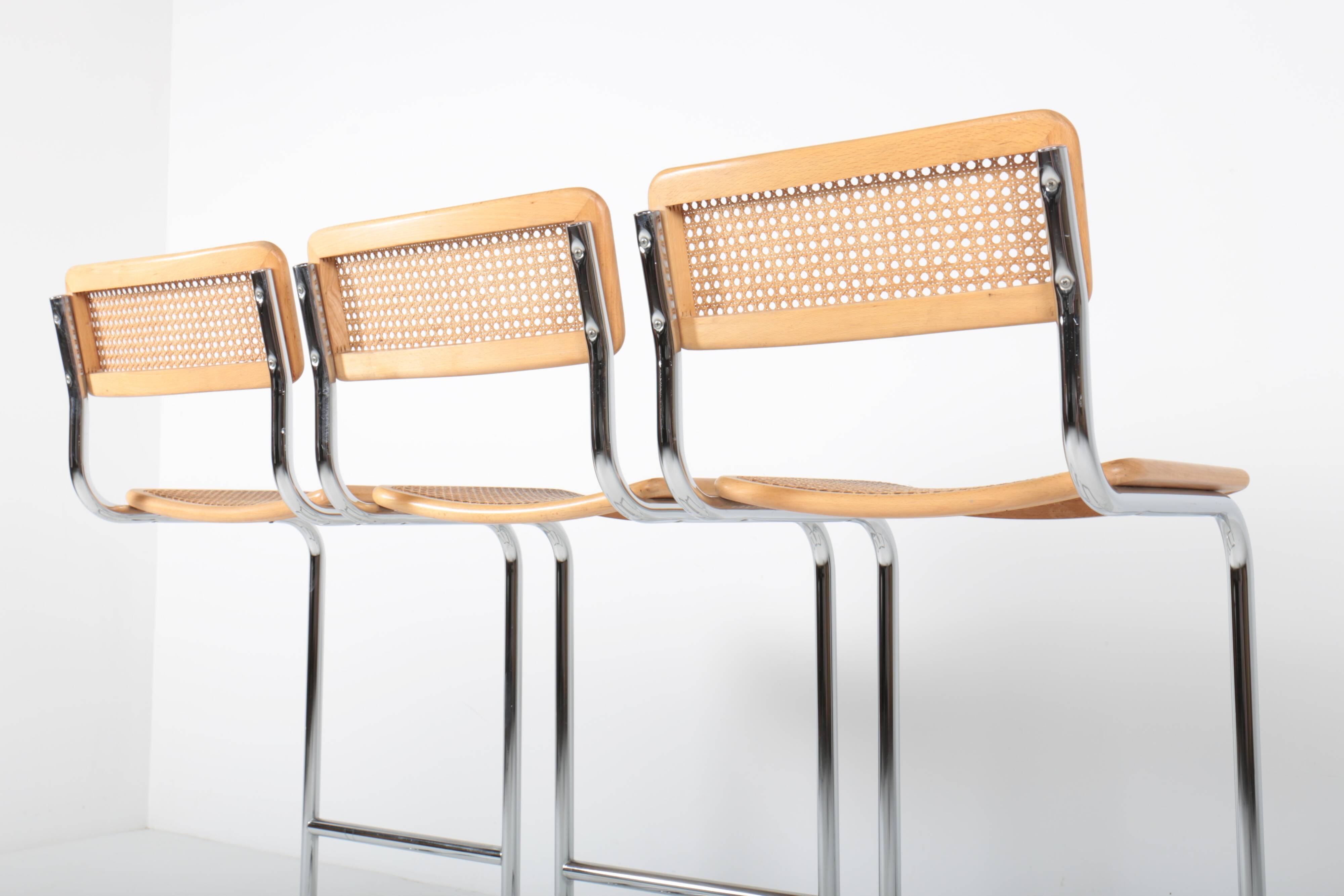 3 tabourets de bar vintage Cesca, Marcel Breuer, années 70