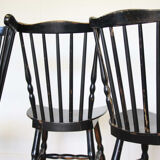 Three black Baumann bistro chairs