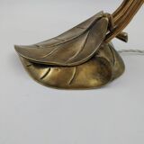 Brass leaf lamp with glass paste flowers