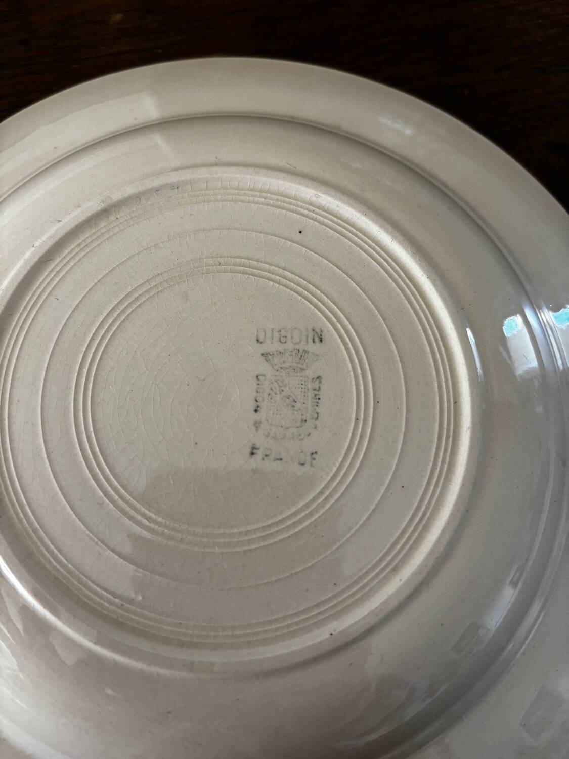 Vintage set of 8 powder pink soup plates Digoin Sarreguemines