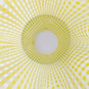 Pair of "Gingham" Chance Brothers cups with yellow checkered pattern and wavy edges.