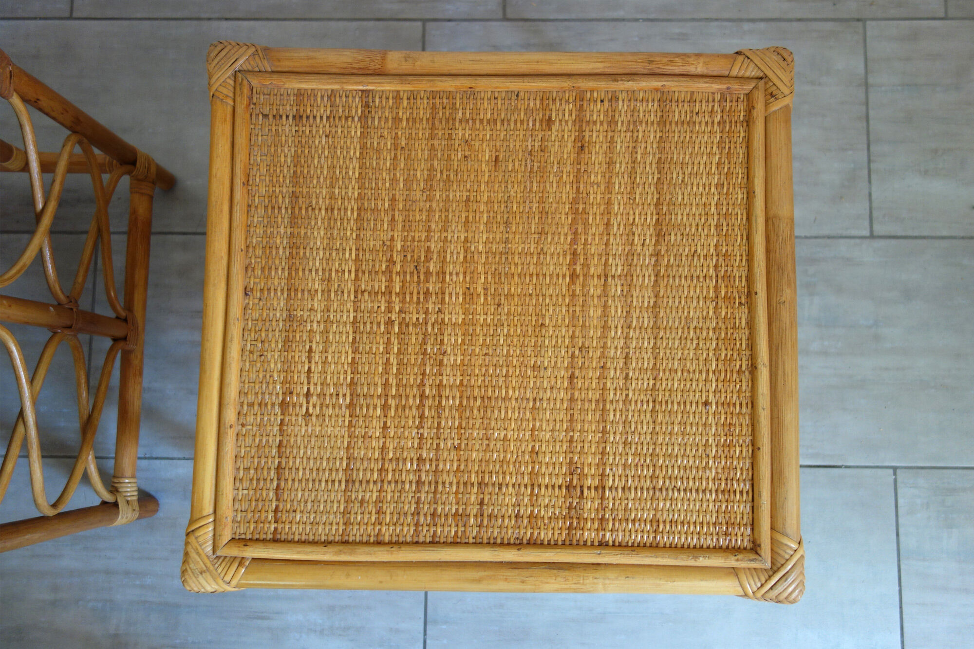 Paire de tables basses en rotin