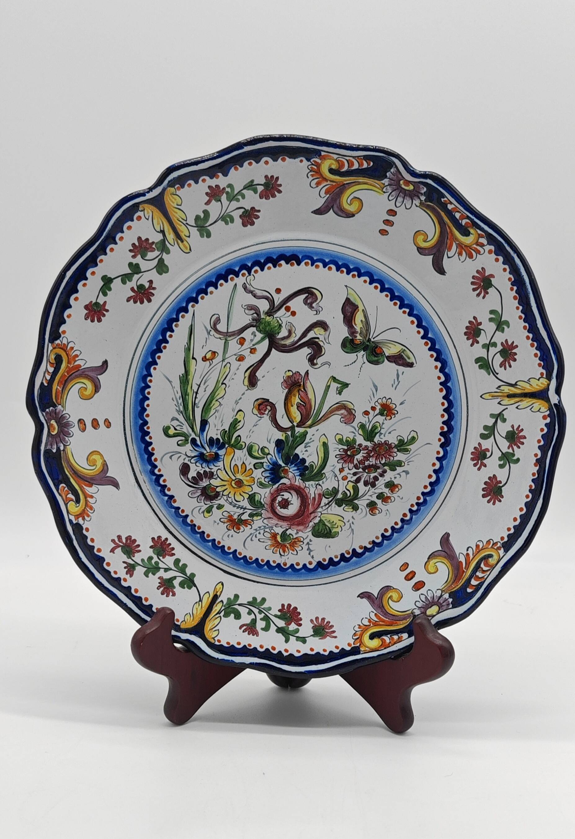 Pair of Nevers earthenware plates signed Félicien Cottard between 1898 and 1908