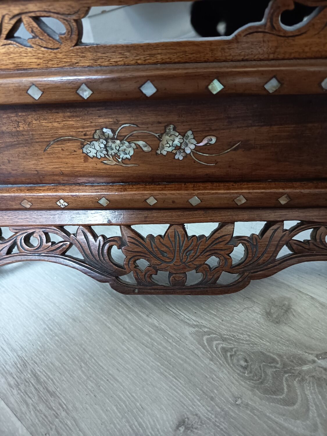 Wood and mother-of-pearl fireplace screen Indochina