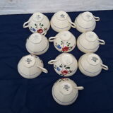 Set de 10 tasses en faïence de Digoin Sarreguemines  modèle 9183 67 diam 8 cm