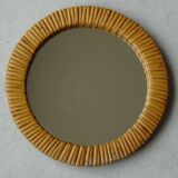 Round mirror in rattan and vintage wicker