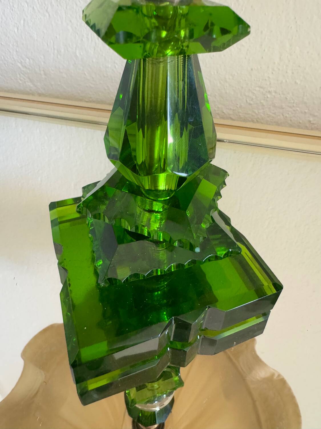 Lampe cristal émeraude Art Déco