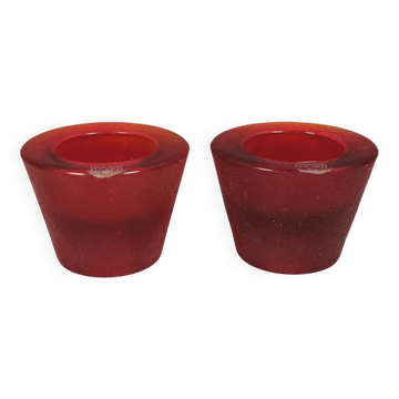 Reversible glass candlesticks with a conical shape for tealights or candles