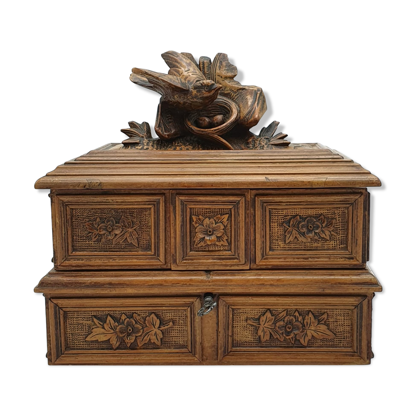 Carved wooden jewelry box