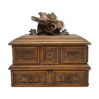 Carved wooden jewelry box