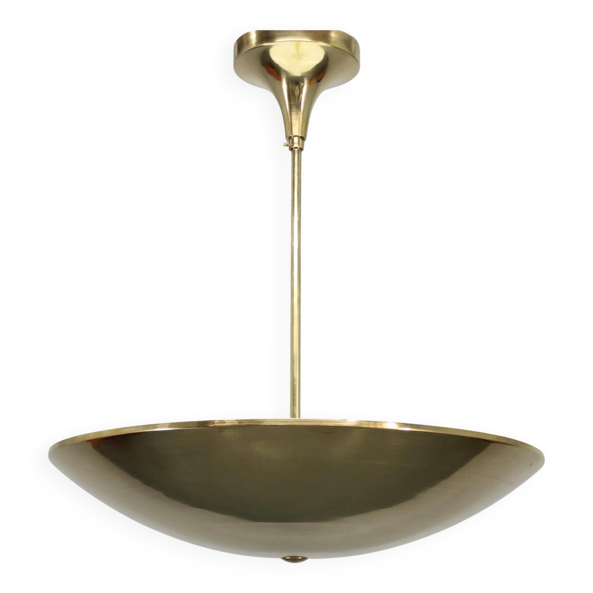Restored Bauhaus or Art Deco brass chandelier, Czechoslovakia, circa 1930s