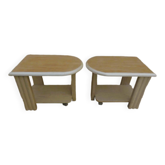 2 bedside tables or modern sofa ends on casters