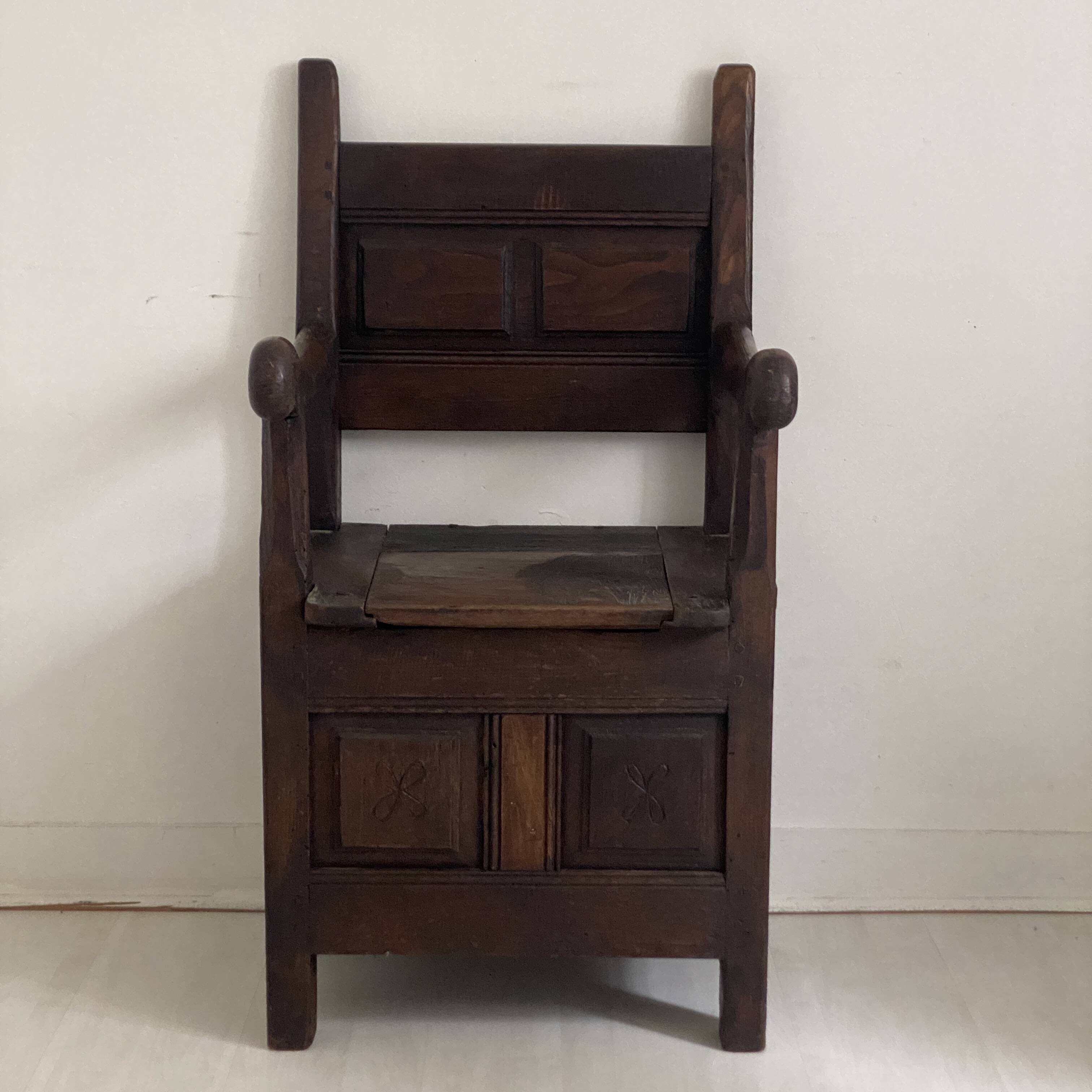 18th century solid oak chest armchair