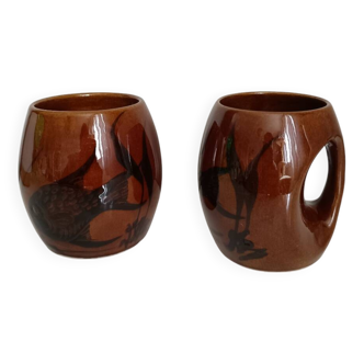 Set of 2 vintage ceramic mugs and cups
