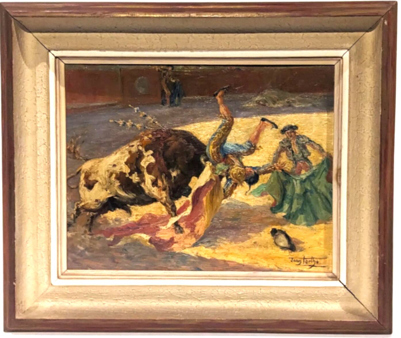 Jean Torthe.la corrida.oil on cardboard framed and signed